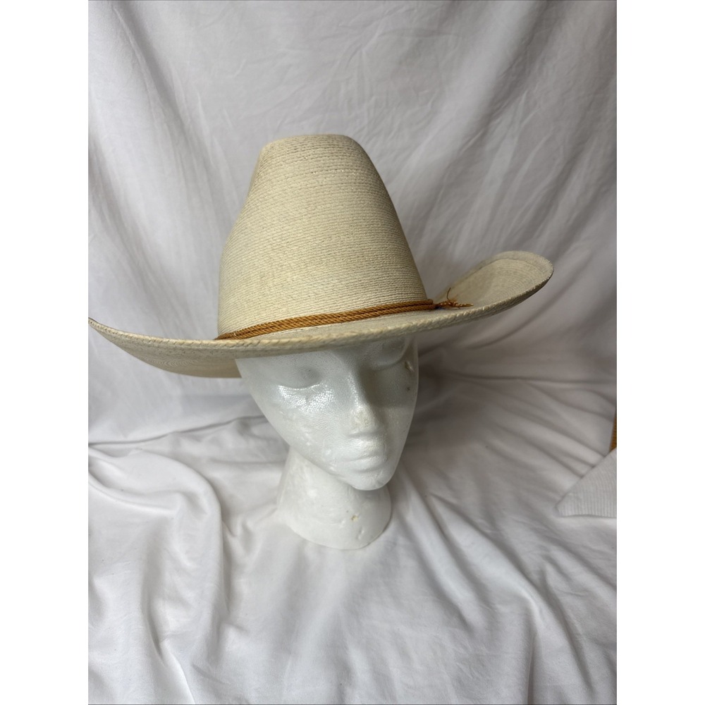 Pigalle XXXXX Western Cowboy Hat  Straw Thin Gold Rope Trim Size 8 Sun Cowgirl